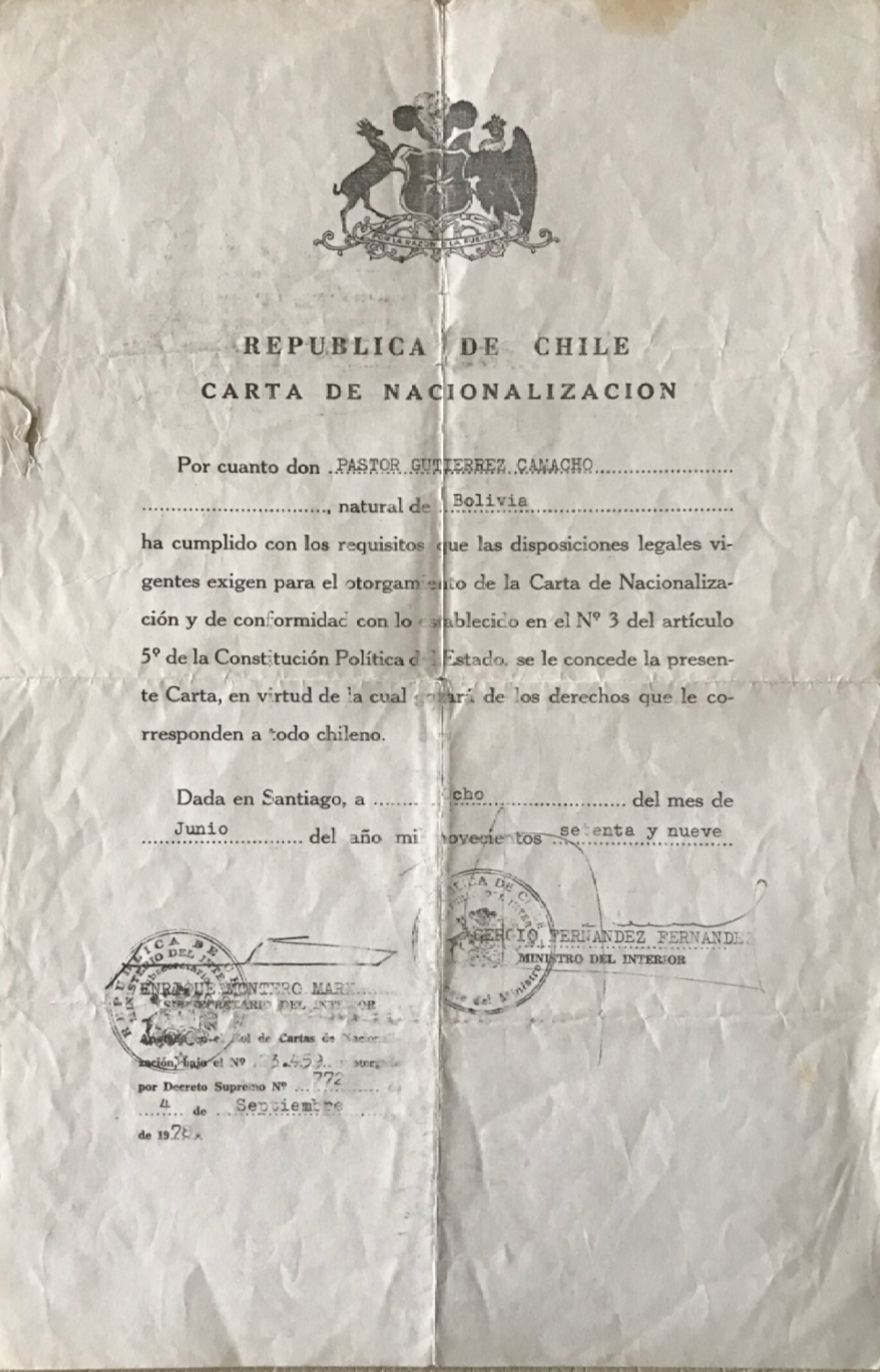 Carta Nacionalizacion