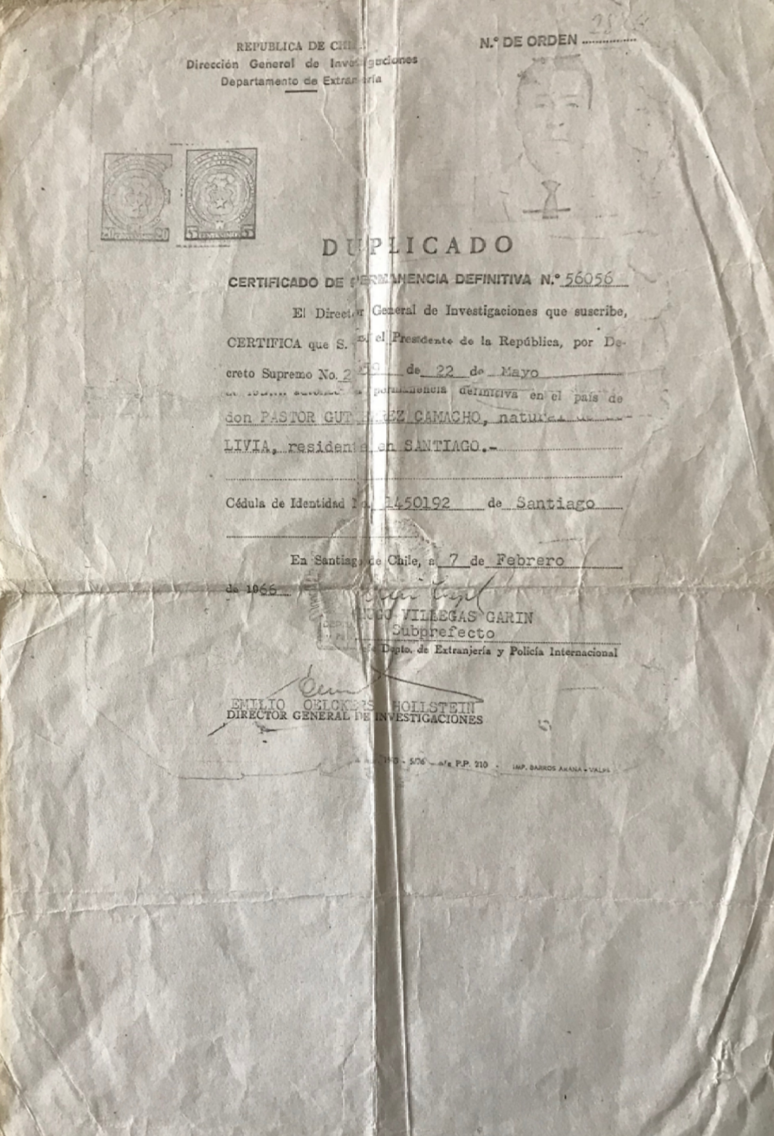 duplicado cert permanencia