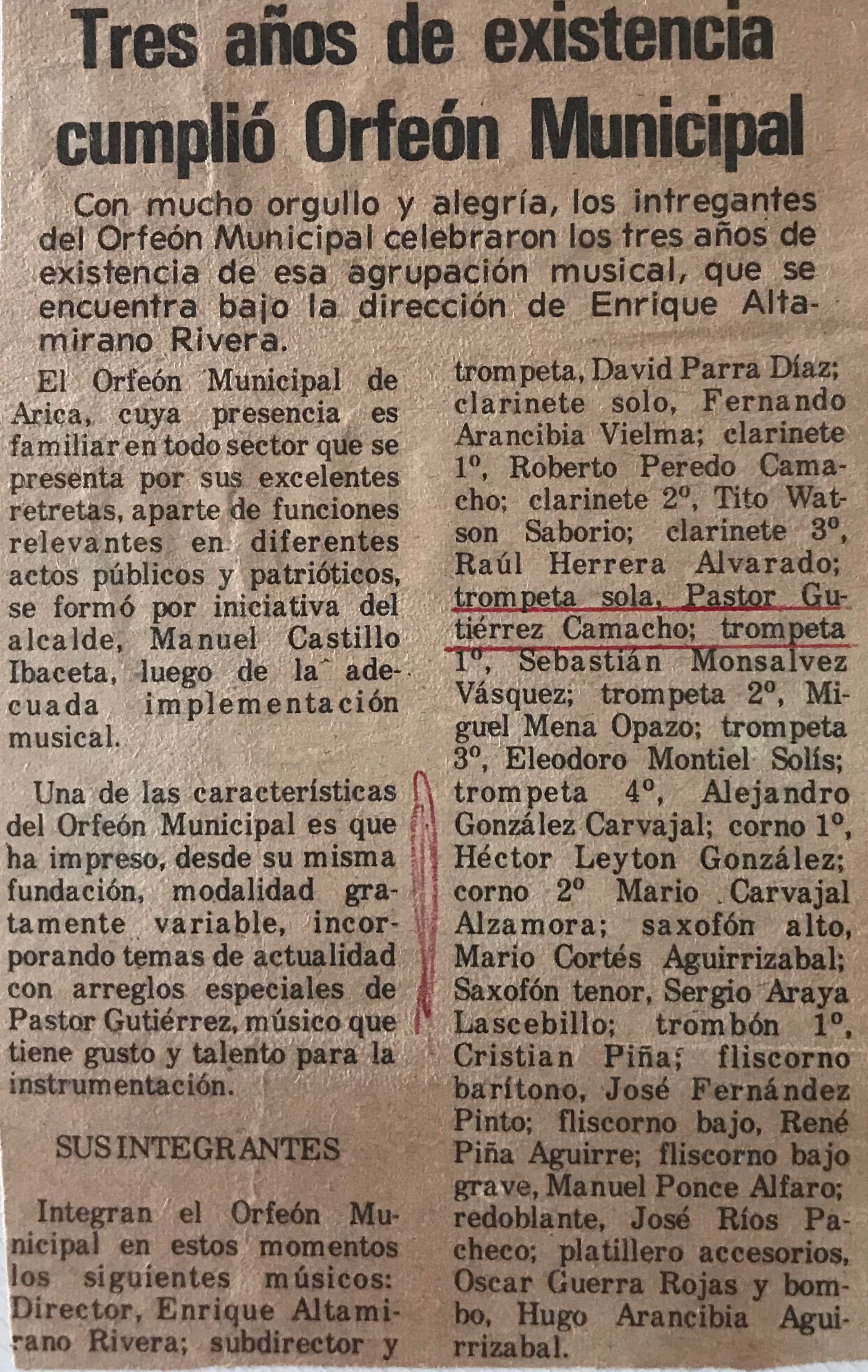 Tres años orfeon
